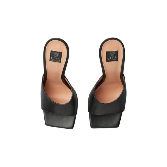 LITA by Ciara Black Leather Stiletto Slides - Picture 5 of 9